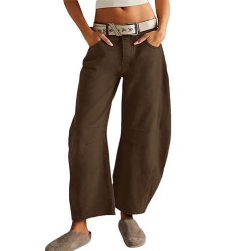 Generisch Jeans Damen Weites Bein Mid Waist Barrel Weites Bein Mid Waist Y2K Boyfriend Jeans Vintage Niedrige Taille Jeanshose Lockere Hose Streetwear Mädchen Meine Offene Rechnung Bei Einsehen von Generisch