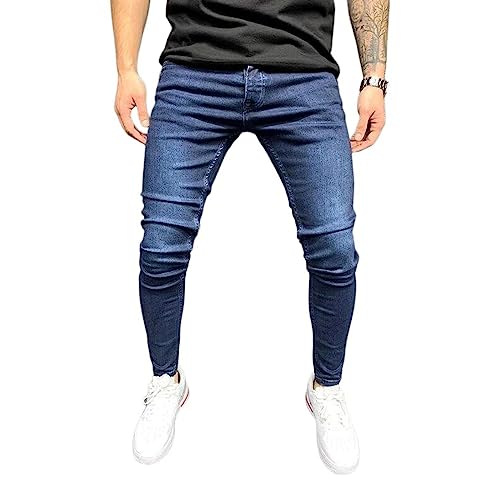 Generisch Jeans Herren Stretch Jeans Skinny Jeanshose Tapered Leg Hose Slim Fit Jeanshosen Washed für Männer von Generisch