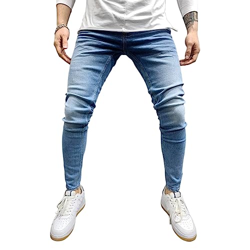 Generisch Jeans Herren Stretch Jeans Skinny Jeanshose Tapered Leg Hose Slim Fit Jeanshosen Washed für Männer von Generisch
