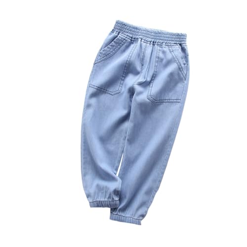 Generisch Jeans Jungen Jeans Sommer Hosen Elastische Taille Jungen-Jeanshosen Freizeithose mit Tasche Baggy Pants Vintage Hose Outdoorhose Hip Hop Streetwear Arbeitshose Kinder von Generisch