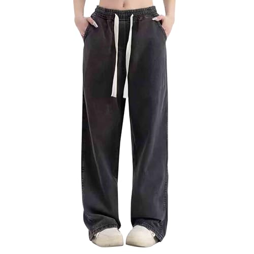 Generisch Jeans Stretch Damen Damen Baggy Stretch Jeans Weites Bein Casual Jeanshosen Boyfriend Jeanshose Leichte Cargo Schlupfjeans High Waist Denim Hose von Generisch