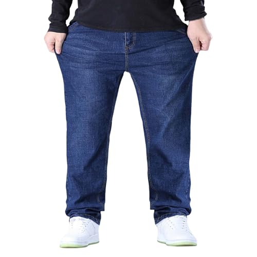 Generisch Jeans übergrößen Herren Baggy Jeanshose Stretch Jeanshosen Lockere Passform Jeans Baumwolle Stoffjeans Straight Stretchjeans Oversize Denimhose Outdoor Freizeitjeans Denim Trousers von Generisch