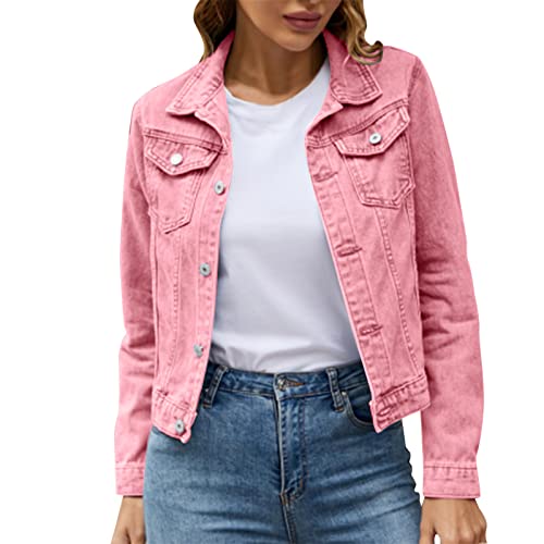 Generisch Jeansjacke Damen Kurz Denim Übersjacken Sommer Leichte Weste Oversize Kurze Jeansjacke Blouson Trachten Jeansstoff Mädchen Zum Kleid Blazer Jeansjacken von Generisch