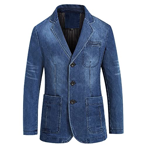 Generisch Jeansjacke Herren Mit Stehkragen, Sakko Herren Jeans, Smokingjacke Slim Fit Anzugjacke Mit Brusttasche Herrenjacke Einfarbig Freizeitjacke Mit Stehkragen Trachtenjacke Elegant von Generisch