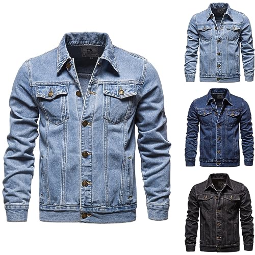 Generisch Jeansjacke Herren Schwarz Frühlingsjacke Gewaschener Denim Übergangsjacke Frühlings Sommer Winddichte Bomberjacke Mantel Vintage Herrenjacke Cargo Coat Männer Freizeitjacke Funktionsjacke von Generisch