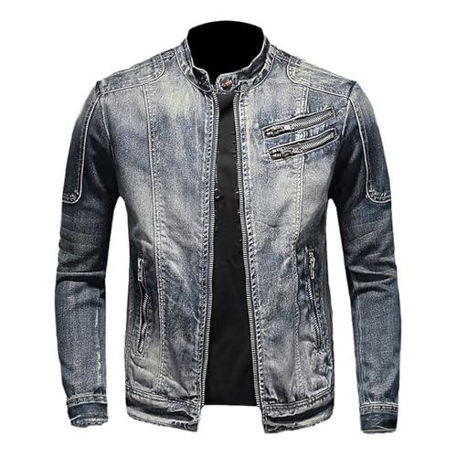 Generisch Jeansjacke Herren Übergangsjacke Jeans Denim Jacket Trucker Jacket Sherpa Jacke mit Fell Teddyfell Freizeitjacke Vintage Retro Classic Street Style von Generisch