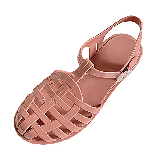 Generisch Jelly Sandalen Damen Transparent Slide Sommerschuhe Flache Sommer Sandaletten Strand Wasserschuhe Freizeit Leichte Badeschuhe von Generisch