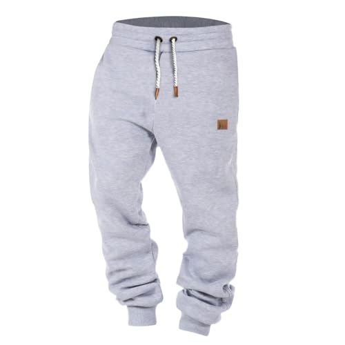Jogger Herren Jogginghose Baggy Sporthose Sweatpants Baumwolle Elastische Taille Jogging Hose Lang Sweat Pants Men Trainingshose Männer Sweathose Mit Taschen B4- Grau M von Generisch