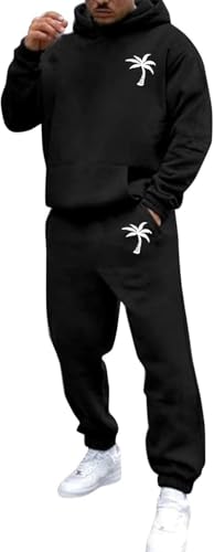 Generisch Jogginganzug Damen Herren 2-Teilig Trainingsanzug Set Palmendruck Y2K Pullover Hoodies + Jogginghose Set Männer Winter Baggy Sportanzug Freizeitanzug Sweatshirt Anzug Tracksuit von Generisch