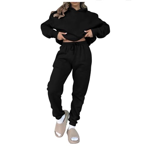 Generisch Jogginganzug Damen Set Große Größen Mit Hoodie Trainingsanzug Damen Winter 2 Teiler Hosenanzug Damen Sportlich Elegant Zweiteiler Sportanzug Frauen Oversize Jogging Anzug Kuschelig Casual von Generisch