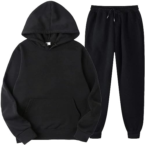 Generisch Jogginganzug Damen Set Winter, Hausanzug Tracksuit Zweiteiler Outfit Langarm Rundhalsausschnitt Top Joggerhose Mit Elastischem Bund Trainingsanzug Set Hosenanzug Set Sweater (M, Schwarz) von Generisch