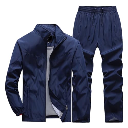 Generisch Jogginganzug Herren Color Blocking Sportanzug 2 Teilig Sweatjacke und Sweathose Set Outdoor Laufanzug Loose fit Activewear Bequem Freizeitanzug Zweiteiler Trainings Tracksuit von Generisch