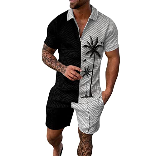 Jogginganzug Herren Sommer,Trainingsanzug Sommers Sportanzug 2 Teiliges Outfit Sport Set Kurzarm Tshirts + Kurze Hose Freizeitanzug Männer Zweiteiler Herren Sommer Geeignet für den sommer von Generisch