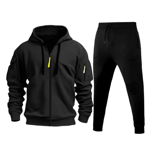 Generisch Jogginganzug Herren Trainingsanzug Hausanzug Essentials Pullover Hoodie Baggy Baumwolle Jogginghose Lang Trainingshose Jogger,Trainingsanzüge Herren,Bequem und locker von Generisch