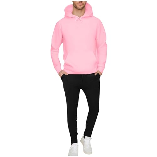 Generisch Jogginganzug Herren Trainingsanzug Sport Hoodie Und Jogginghose Set Baumwolle Sportanzug 2 Teiliges Einfarbig Jogging Anzug Tracksuit Rosa M von Generisch