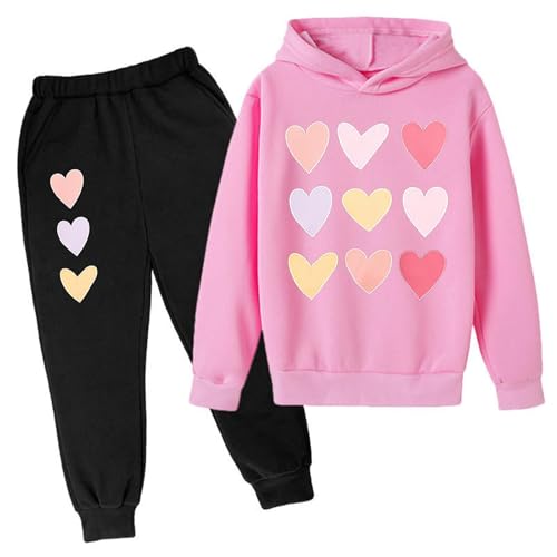 Generisch Jogginganzug Kinder Jungen Mädchen Trainingsanzug Große Größen Langarm Kapuzenpullover + Jogginghosen Sport Bekleidungsset Casual Baggy Jogging Set Kinderkleidung von Generisch