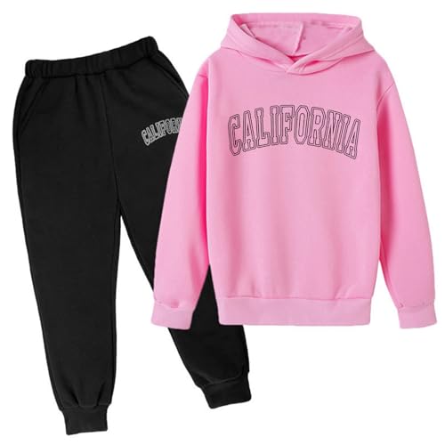 Generisch Jogginganzug Kinder Jungen Mädchen Trainingsanzug Sport Set Langarm Baumwolle Pullover Freizeitanzug Kapuzenpullover und Jogginghose Set Teenager Sportanzug Hausanzug für Kinder 3-14 Jahre von Generisch