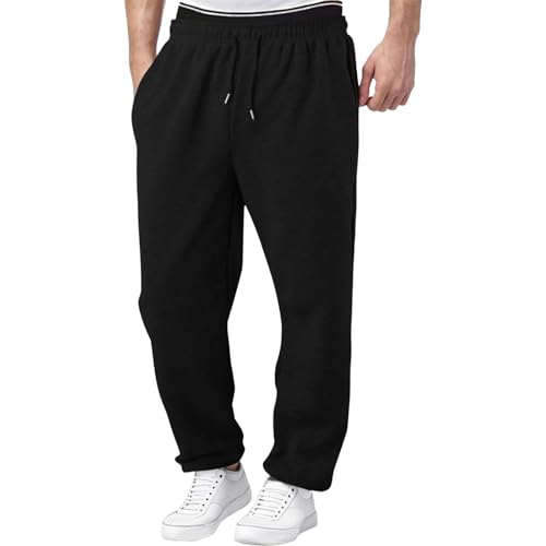 Generisch Jogginghose Baggy Jogginghose Herren Baggy Fleece Trainingshose mit Taschen Lang Gym Hose Leichte Sporthose MäNner Sweathose Stretch Freizeithose Dicke Warme Herren von Generisch