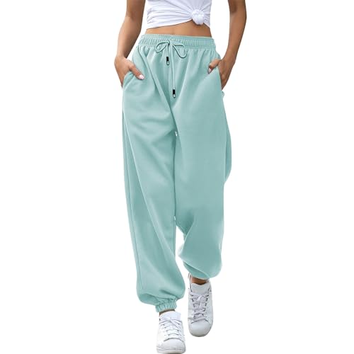 Generisch Jogginghose Damen High Waist Traininghose Einfarbig Stretch Lockere Leichte Yogapant Fleece Warme Bequeme Sporthose Outdoor Yoga Workout Sweatpants Mit Kordelzug Und Taschen von Generisch