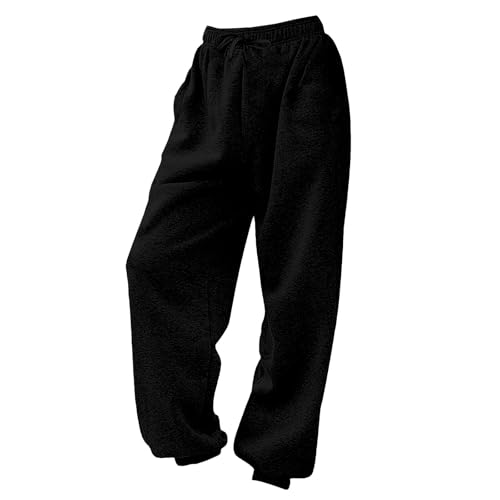 Generisch Jogginghose Damen Lang Sporthose Frauen Baumwolle Sweatpants Slim Fit Freizeithose High Waist Trainingshose mit Taschen,Laufhose Damen Lang,für Frauen Outdoorhose von Generisch