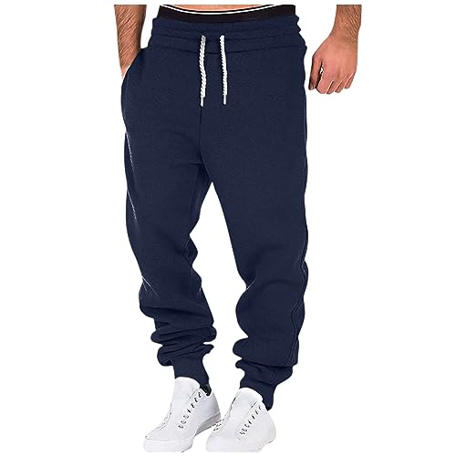 Generisch Jogginghose Herren, Trainingshose Männer Slim Fit Herren Mit Taschen Freizeithose Lang Kurzgröße Schwarz Hose Warm Coole Für Baggy Winter Addisas Jockinhose (XXL, Marine) von Generisch