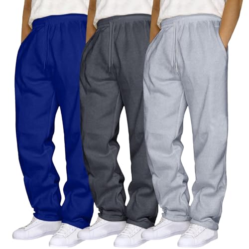Generisch Jogginghose Herren-Baggy 3er Pack Herrenkleidung Open Leg Jogger Sporthose Lang von Generisch