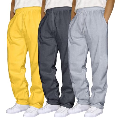 Generisch Jogginghose Herren-Baggy 3er Pack Herrenkleidung Open Leg Jogger Sporthose Lang von Generisch