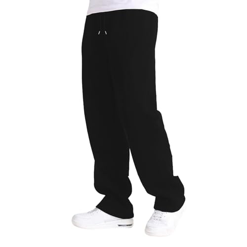 Generisch Jogginghose Herren Baggy Sweatpants Baumwolle Elastische Taille Jogging Hose Weites Bein Sporthose Lang Sweat Pants Men Winter Warm Männer Sweathose mit Taschen von Generisch