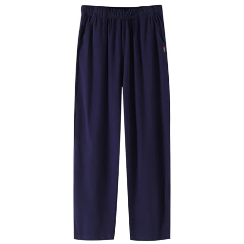 Generisch Jogginghose Herren Baumwolle Hoher Taile Sporthose Casual Und Fitness Trainingshose Outdoorhose Plus Size Mode Männer Streetwear Mit Taschen Relaxing Hose Blau XXL von Generisch