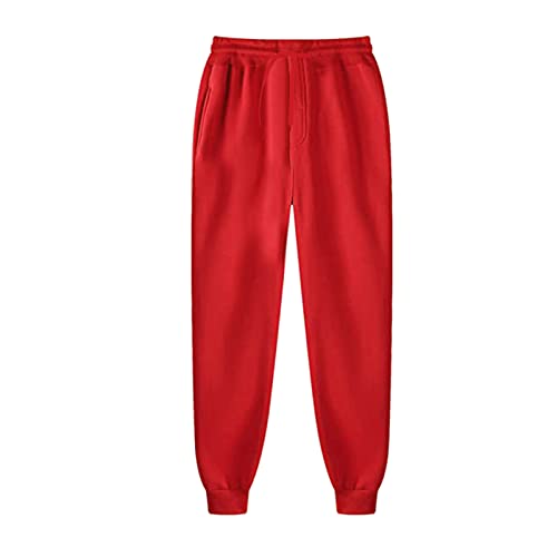 Generisch Jogginghose Herren Baumwolle Hoher Taile Sporthose Casual Und Fitness Trainingshose Outdoorhose Plus Size Mode Mit Taschen Männer Streetwear Relaxing Hose Rot M von Generisch