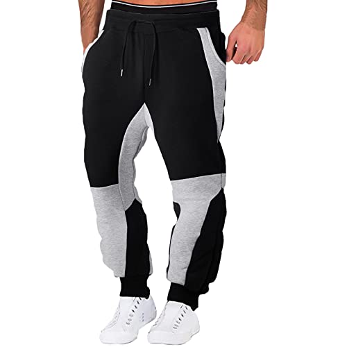 Generisch Jogginghose Herren Baumwolle Sporthose Lange Sweathose Atmungsaktiv Freizeithose Karierte Jogginghose Herren Jogginghose Herren Schwarz XXL Jogging Herren Hose Baumwolle von Generisch