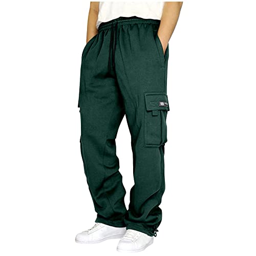 Generisch Jogginghose Herren Breite Baggy Sweatpants Baumwolle Elastische Taille Jogging Hose Weites Bein Sporthose Lang Sweat Pants Men Winter Warme Männer Sweathose Mit Taschen von Generisch
