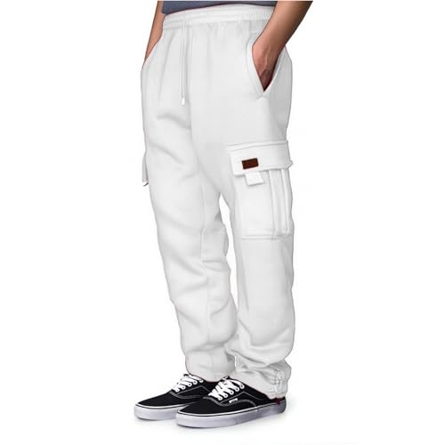 Jogginghose Herren Breite Baggy Sweatpants Baumwolle Elastische Taille Jogging Hose Weites Bein Sweathose Winter Warme Sporthose Casual Cargohose 2025 von Generisch