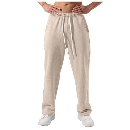 Jogginghose Herren Breite Baggy Sweatpants Baumwolle Elastische Taille Jogging Hose Weites Bein Sweathose Winter Warme Sporthose Casual Cargohose 2025 von Generisch