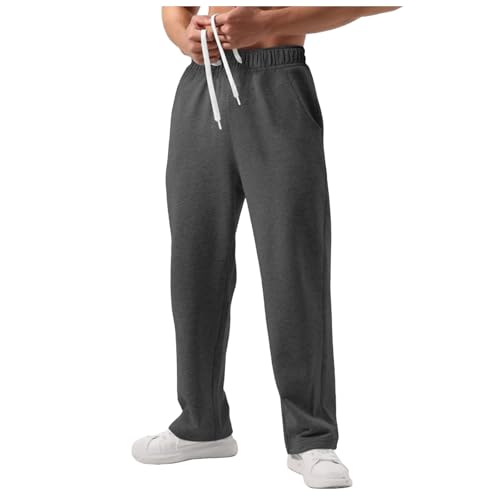 Jogginghose Herren Breite Baggy Sweatpants Baumwolle Elastische Taille Jogging Hose Weites Bein Sweathose Winter Warme Sporthose Casual Cargohose 2025 von Generisch