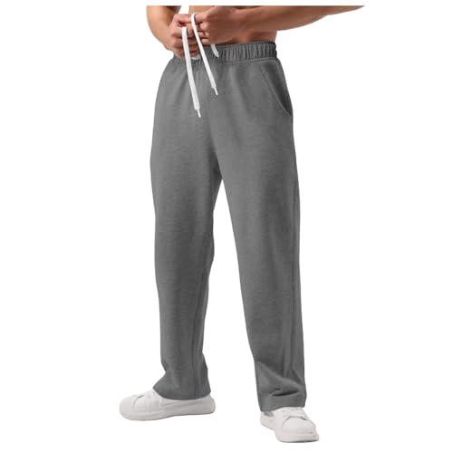 Jogginghose Herren Breite Baggy Sweatpants Baumwolle Elastische Taille Jogging Hose Weites Bein Sweathose Winter Warme Sporthose Casual Cargohose 2025 von Generisch