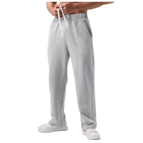 Jogginghose Herren Breite Baggy Sweatpants Baumwolle Elastische Taille Jogging Hose Weites Bein Sweathose Winter Warme Sporthose Casual Cargohose 2025 von Generisch