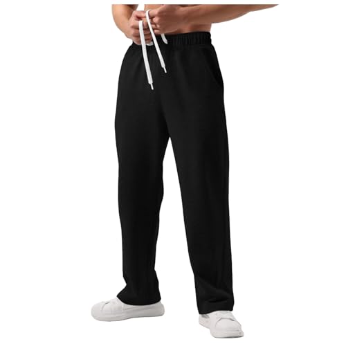 Jogginghose Herren Breite Baggy Sweatpants Baumwolle Elastische Taille Jogging Hose Weites Bein Sweathose Winter Warme Sporthose Casual Cargohose 2025 von Generisch