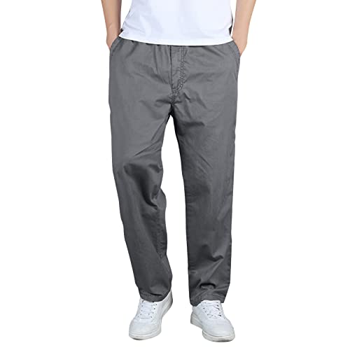 Generisch Jogginghose Herren Casual Trainingshose Lang Cargohose Herren Baumwolle Sporthose Freizeithose Jogging Cargo Hose Elastische Taille Sweatpants Sport Hosen mit Taschen (A1-Dunkelgrau, 5XL) von Generisch