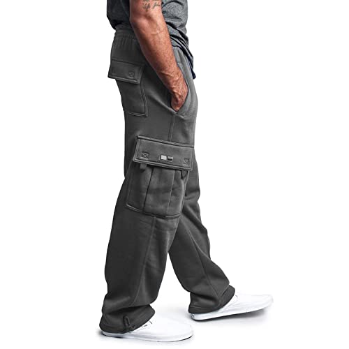 Generisch Jogginghose Herren Einfarbige Elastische Cargohose Lange Baggy Hose Mode Freizeithose Cargo Pants Männer Chino Hose Outdoorhose Sporthose Mit Tasche von Generisch