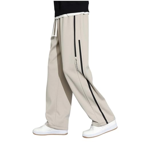 Generisch Jogginghose Herren Freizeithose Jogginghose Herren Gerade Bein Freizeithose Lockere Jogginghose mit Weitem Bein (Khaki, L) von Generisch