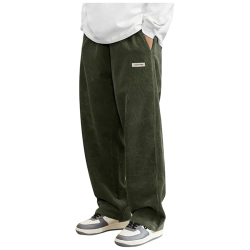 Generisch Jogginghose Herren Extra Lang Baumwolle Baggy Breite Jungs Cargo Graue XXXL Sweatpants Gym Weiße(Armeegrün,XXL) von Generisch