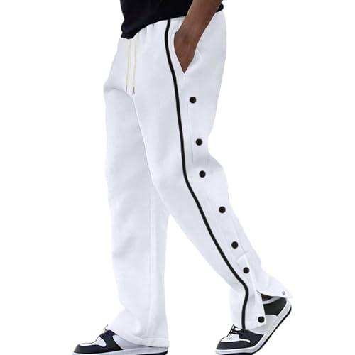 Generisch Jogginghose Herren Lang Breite Baggy Sweatpants Baumwolle Elastische Taille Jogging Hose Weites Bein Sporthose Trainingshose Herren, langgröße Herren Hausanzug warm Jogginghose grau breit von Generisch