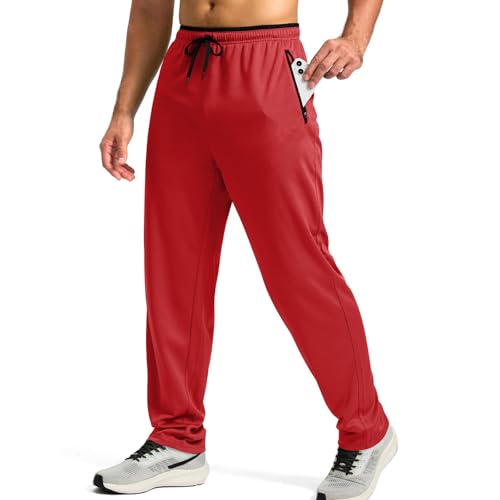 Generisch Jogginghose Herren Lang Sporthose Leichte Atmungsaktiv Schnelltrocknend Trainingshose Fitness Freizeithose Running Hose mit Reißverschlusstaschen Jogginghose Schwarz von Generisch