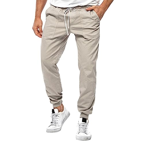 Generisch Jogginghose Herren Regular Fit, Freizeithose Herren Mit Bündchen, Sommerhose Atmungsaktiv Sporthose Leicht Schlupfhose Mit Gummizug Sporthose Einfarbig Cargohose Straight Laufhose Bequeme von Generisch