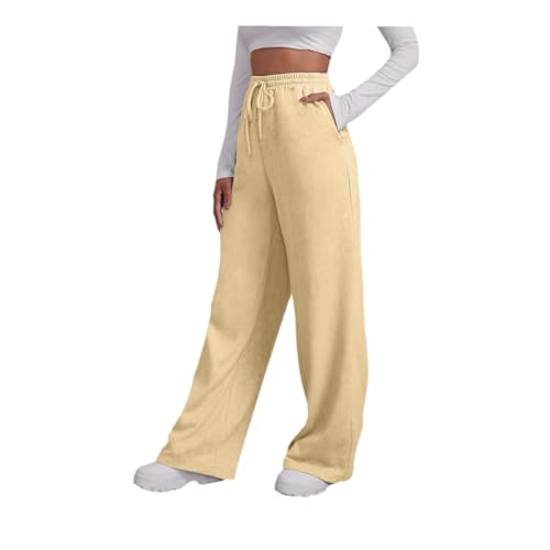 Generisch Jogginghose MäDchen, Joggoinghosen Damen - Weite Sporthosen Lang Hosen Baggy Jogginghose High Waist Freizeithosen Sweathose Mit Taschen, Khaki, XXL von Generisch