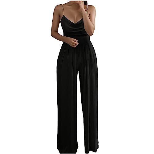 Generisch Jumpsuit Damen Elegant Sommer Kurzarm Overall Weites Bein Romper Mit Taschen Playsuit Hosenanzug Festlich Anzug Hochzeit Hochzeitsgast HosenanzüGe Einteiler Business Set Outfit Zweiteiler von Generisch