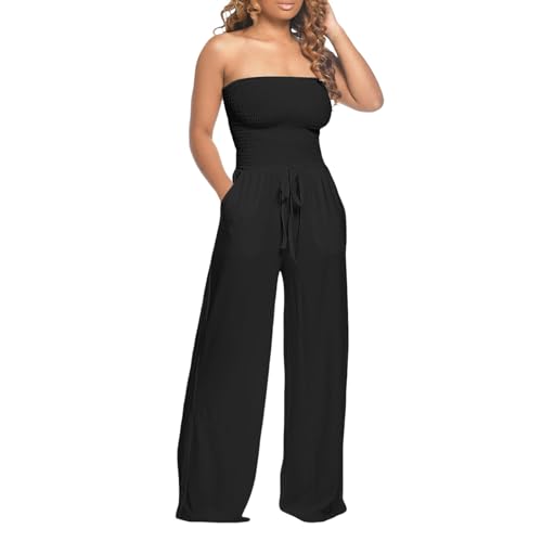 Generisch Jumpsuit Damen Kurz Jumpsuitkleid Sommer Elegant Overall Ärmellos Locker Strand Overall Spitze Leichte Jumpsuits von Generisch
