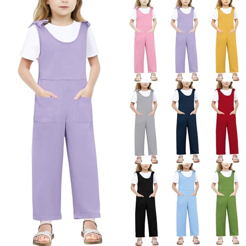 Generisch Jumpsuit MäDchen äRmellose Jumpsuits Freizeit Baumwolle Overalls Kinder Sommer Lose Romper Hosen Mit Taschen Latzhose Freizeitanzug von Generisch