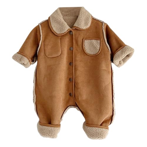 Generisch Junge Neugeboren Neugeborenes Baby Warm Bear Footie Strampler Dicker Fleece-Overall Winteroberbekleidung Baby Kleidung Fotoshooting Junge (Brown, 3-6 Months) von Generisch